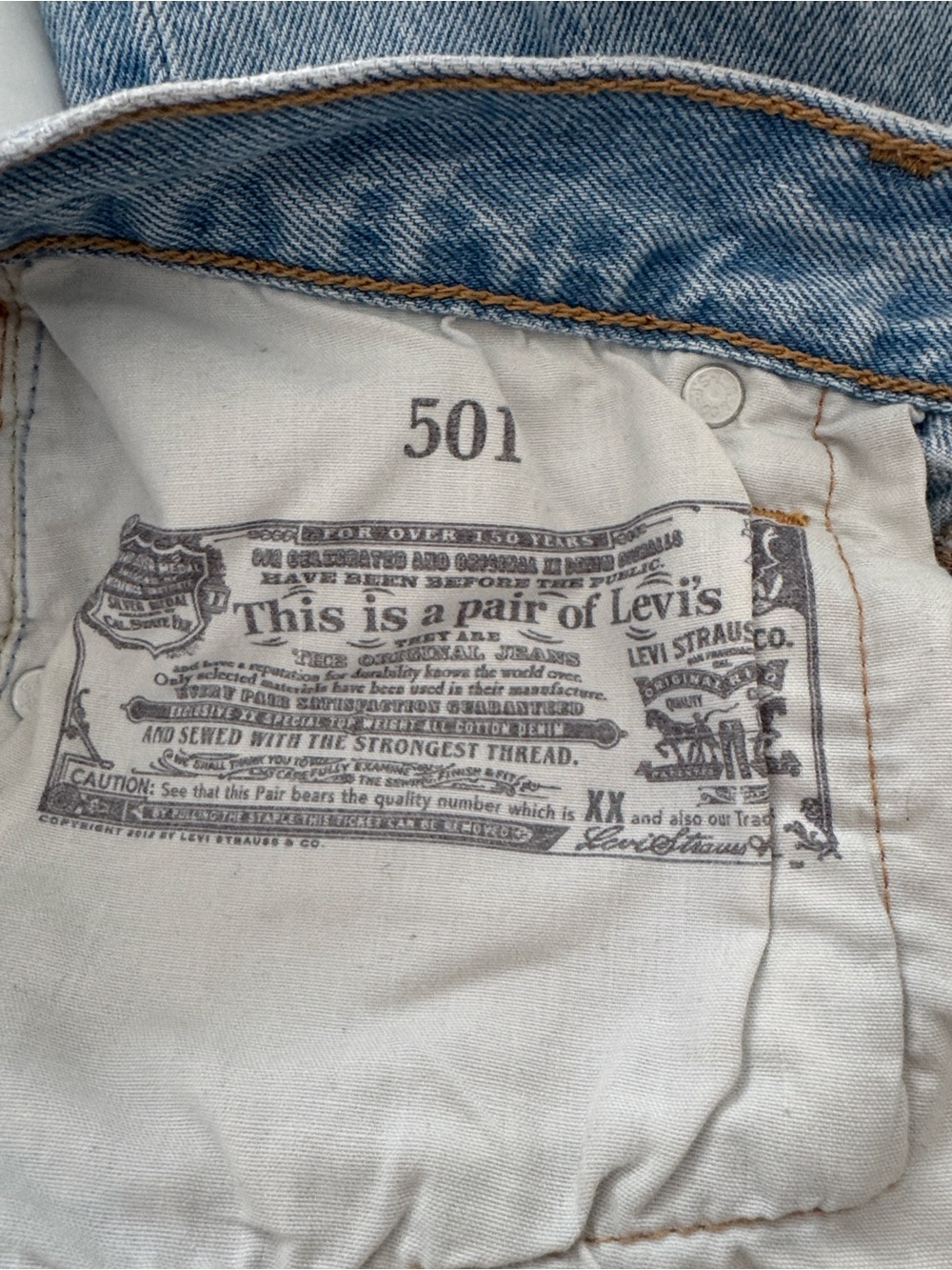 Levi's Light Blue Distressed Straight Leg Jeans - Picture 6 of 6